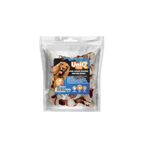 Uniq Pets - Kacsahússal betekert bőrmasni (10cm) 500G
